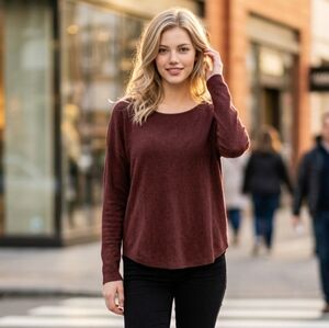 Chelsea & Theodore Cashmere Blend Sweater Large Mulberry Boat Neck Dolman Cozy